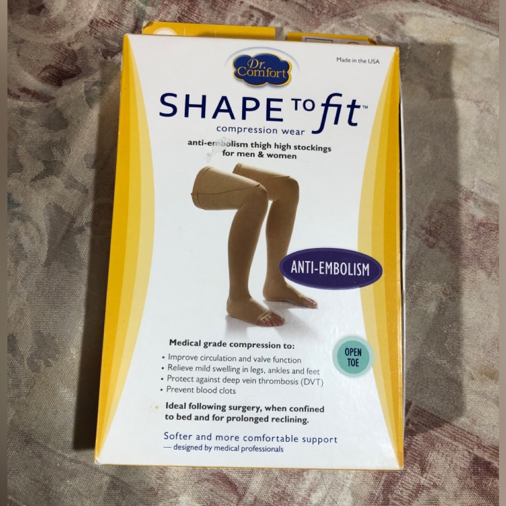 Dr Comfort Shape To Fit Compression Thigh High Stockings - Black Unisex Open Toe
